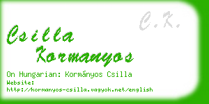 csilla kormanyos business card